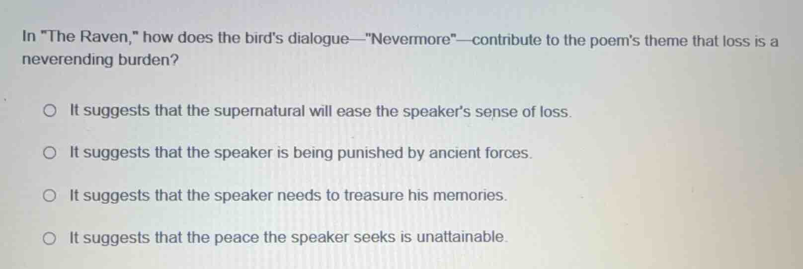 in \the raven,\ how does the birds dialogue— evermore\—contribute to th…