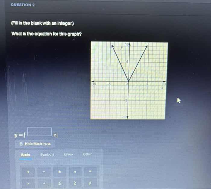 question 2 (fill in the blank with an integer.) what is the equation fo…