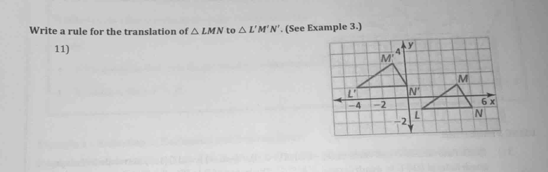 write a rule for the translation of $\\triangle lmn$ to $\\triangle lmn…