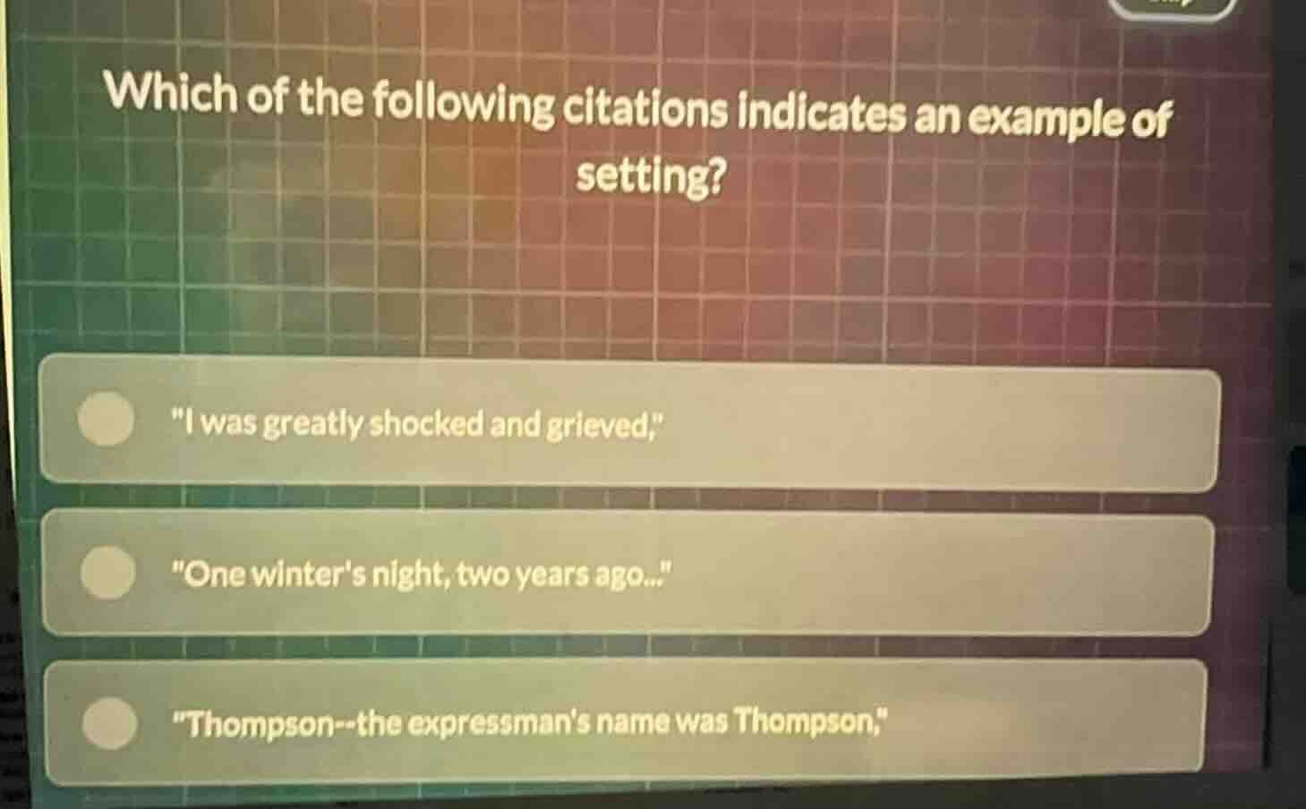 which of the following citations indicates an example of setting? \i wa…