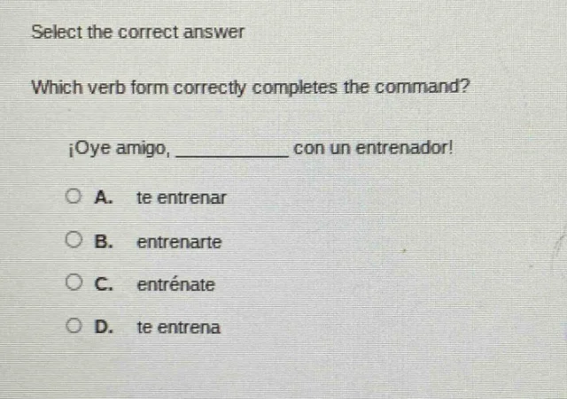 select the correct answer which verb form correctly completes the comma…