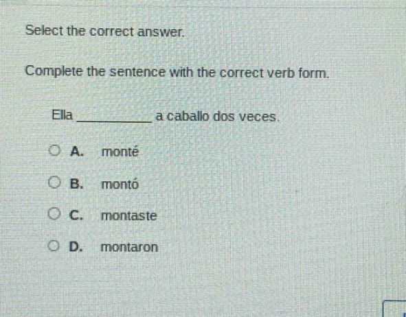 select the correct answer. complete the sentence with the correct verb …