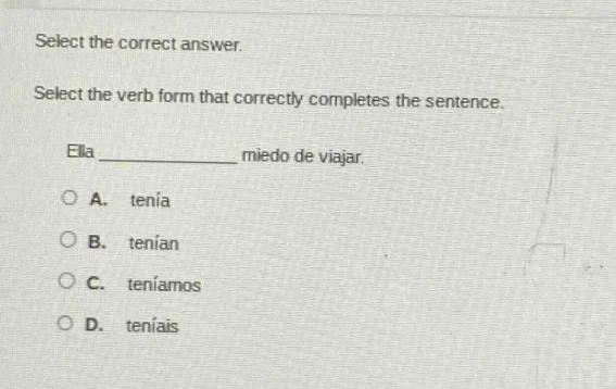 select the correct answer. select the verb form that correctly complete…