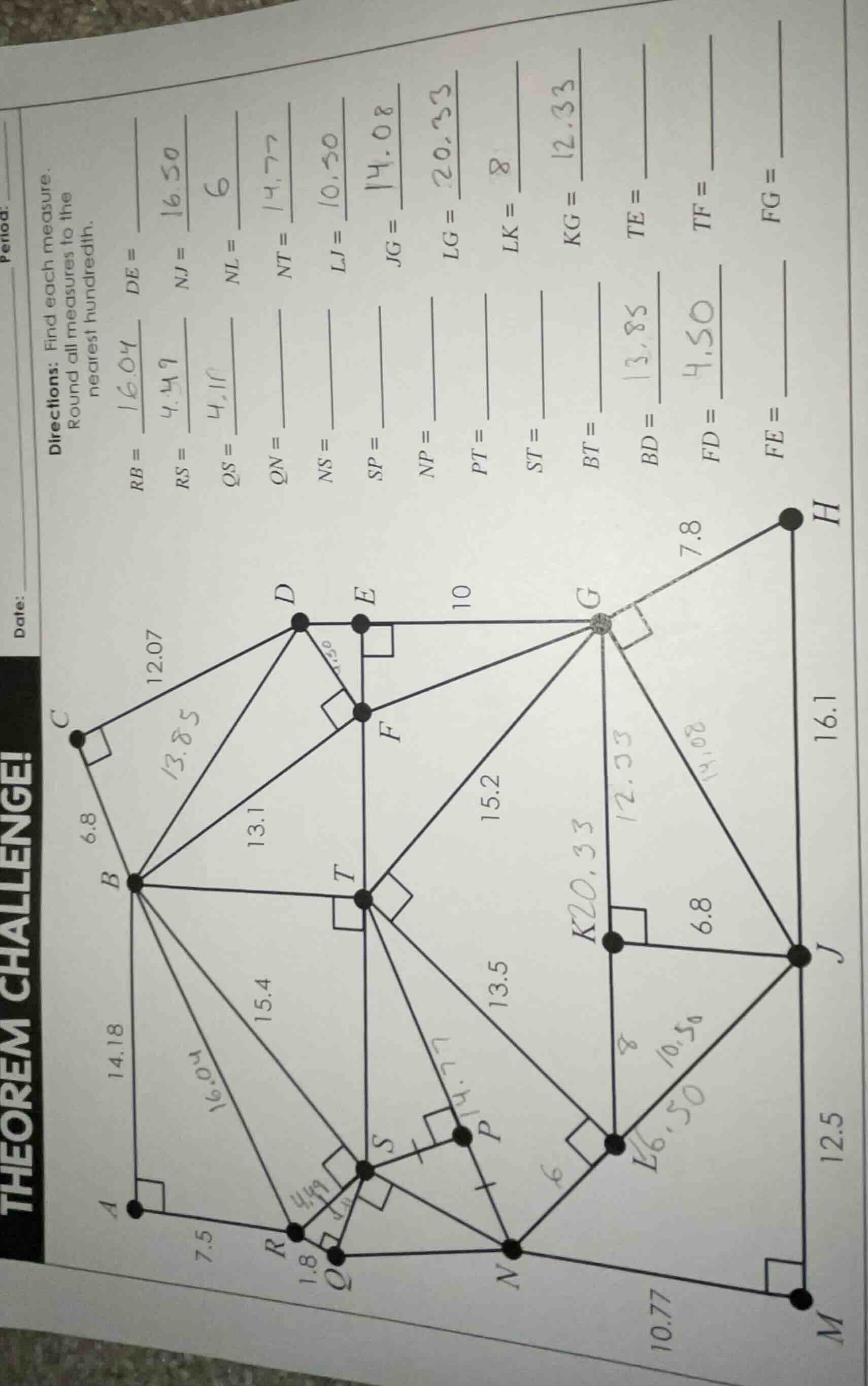 theorem challenge! date: period: directions: find each measure. round a…