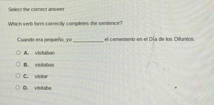 select the correct answer which verb form correctly completes the sente…