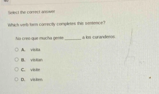 select the correct answer which verb form correctly completes this sent…