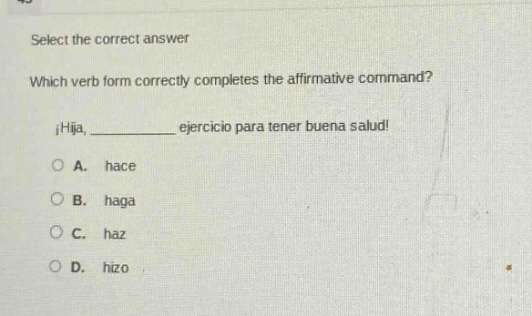 select the correct answer which verb form correctly completes the affir…