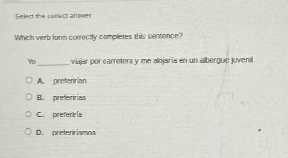 select the correct answer which verb form correctly completes this sent…