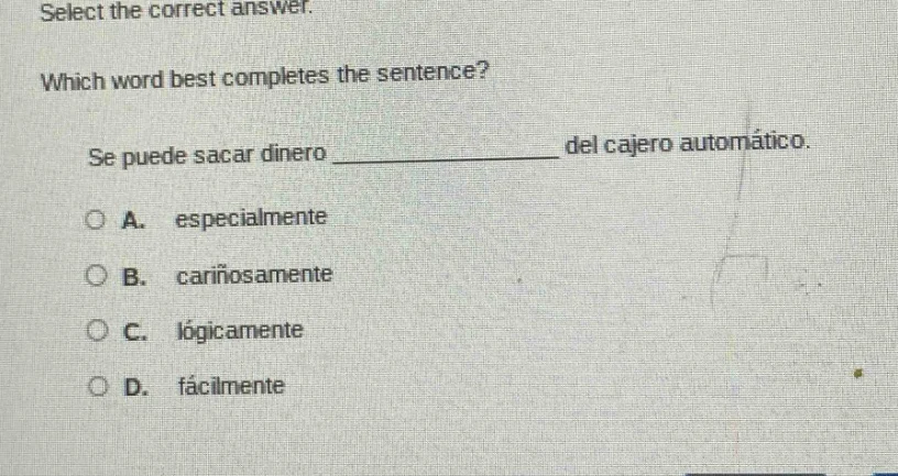 select the correct answer. which word best completes the sentence? se p…