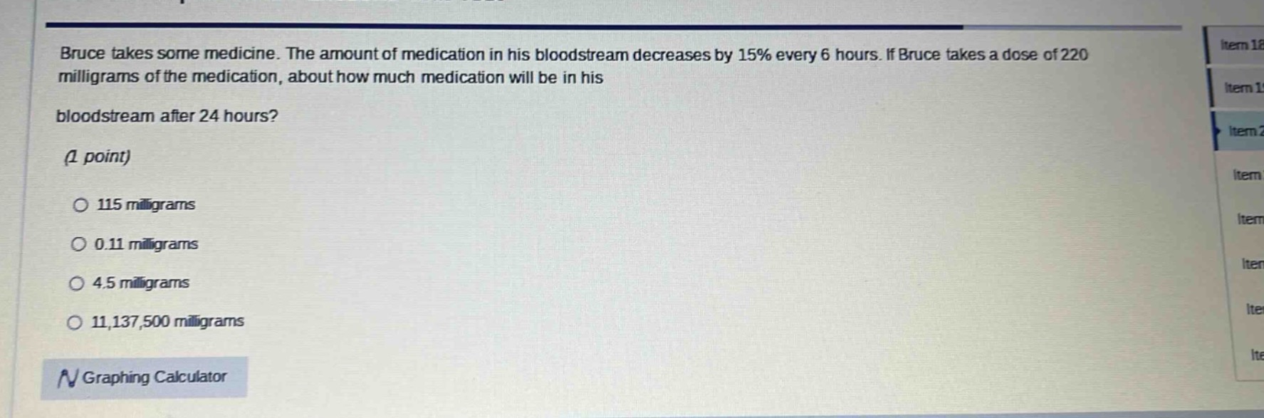 bruce takes some medicine. the amount of medication in his bloodstream …