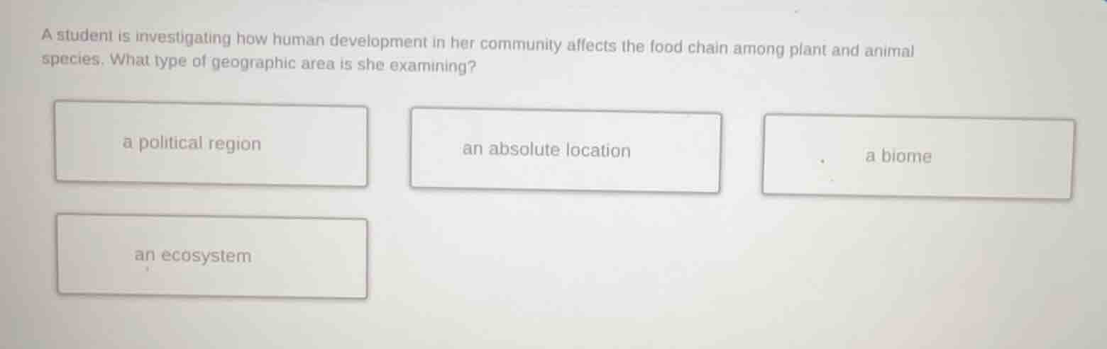 a student is investigating how human development in her community affec…