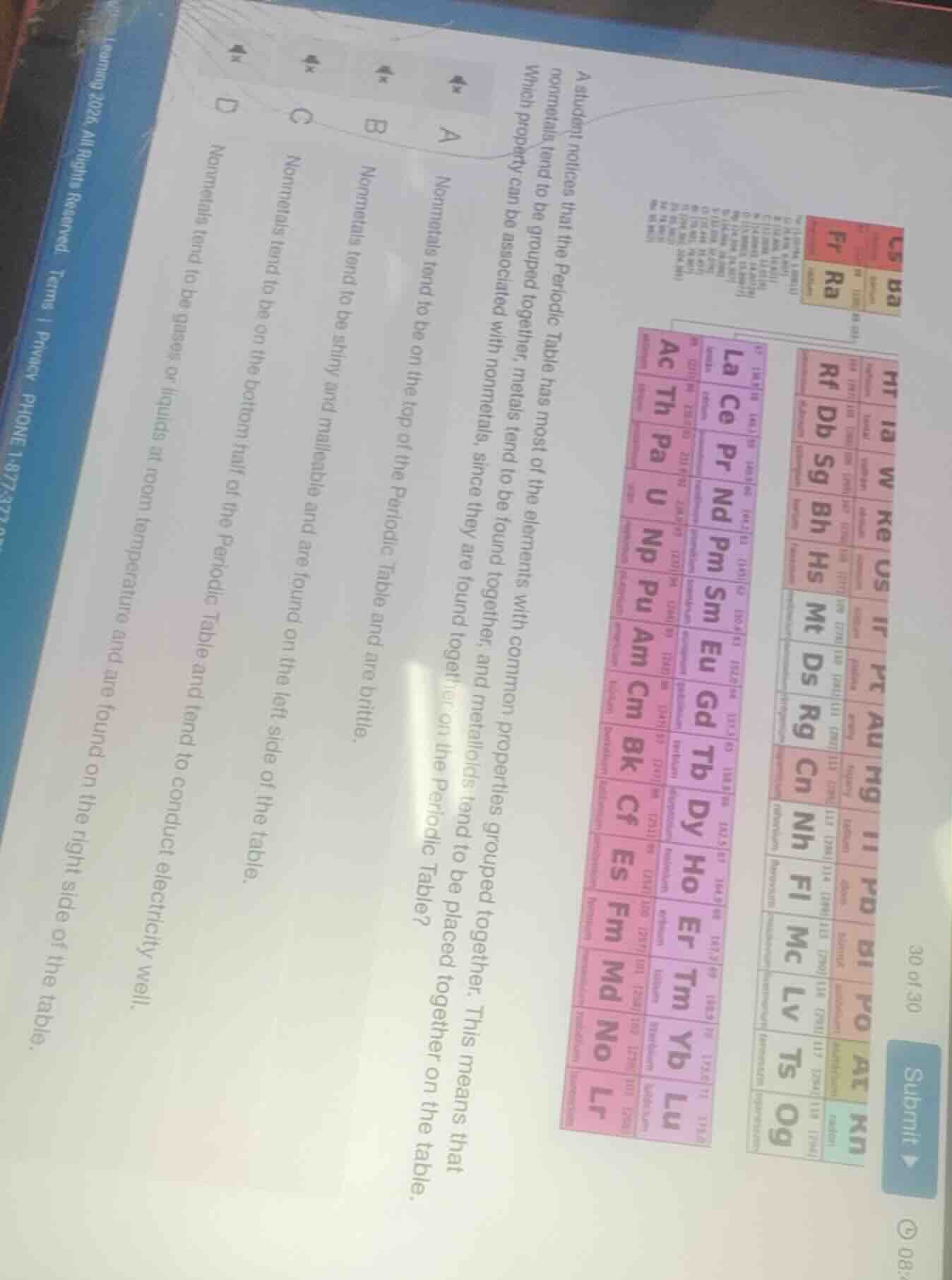 a student notices that the periodic table has most of the elements with…