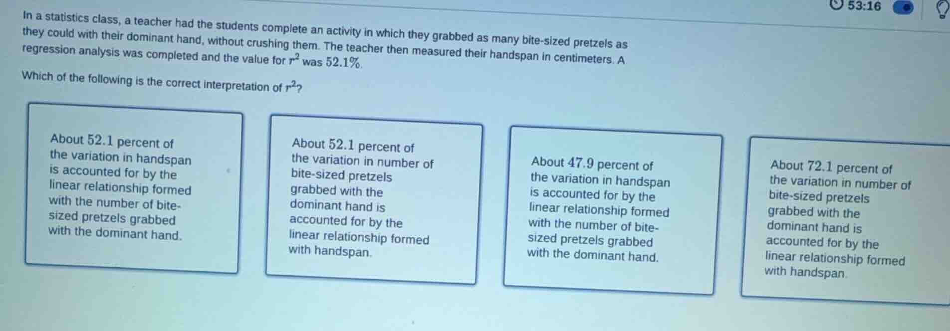 in a statistics class, a teacher had the students complete an activity …