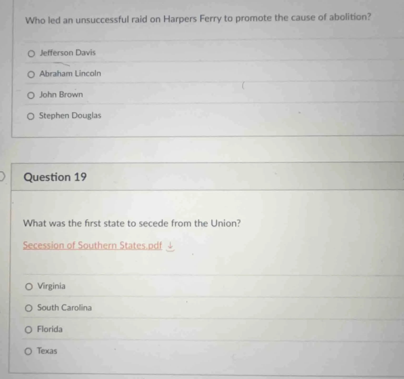 who led an unsuccessful raid on harpers ferry to promote the cause of a…