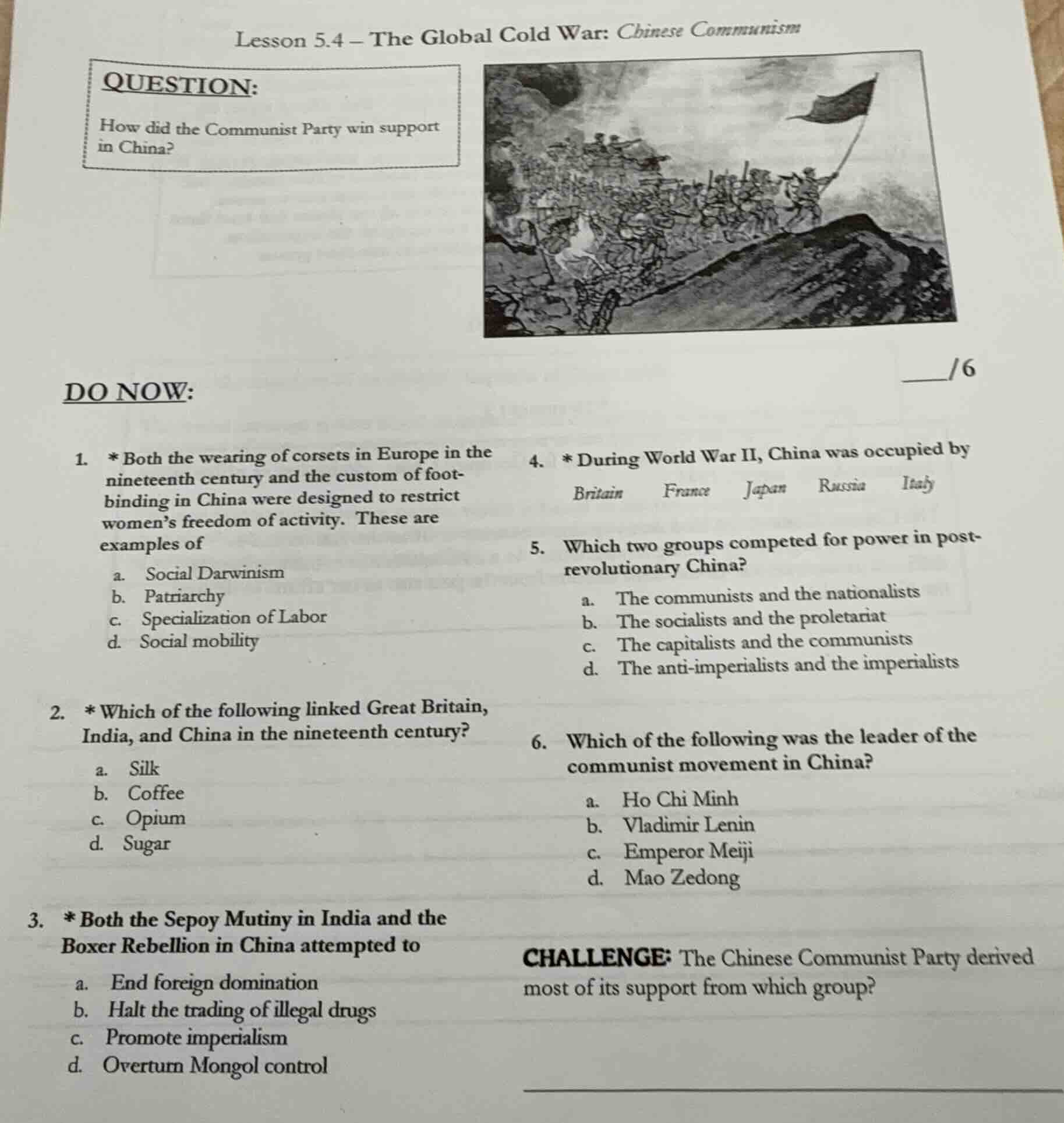 lesson 5.4 – the global cold war: chinese communism question: how did t…