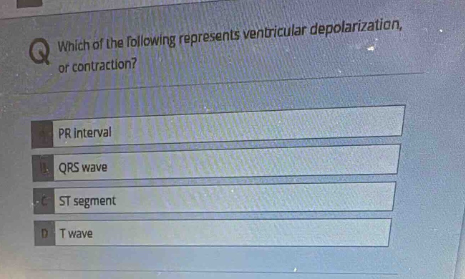 which of the following represents ventricular depolarization, or contra…