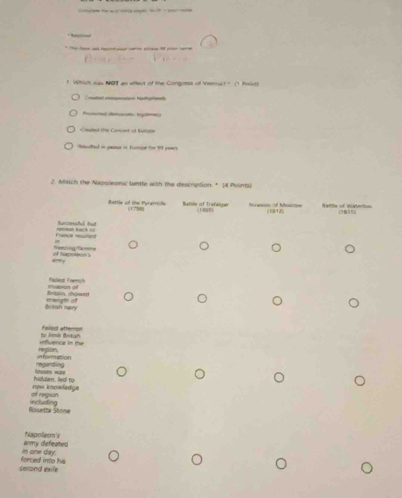 1 which was not an effect of the congress of vienna? * (1 point) option…