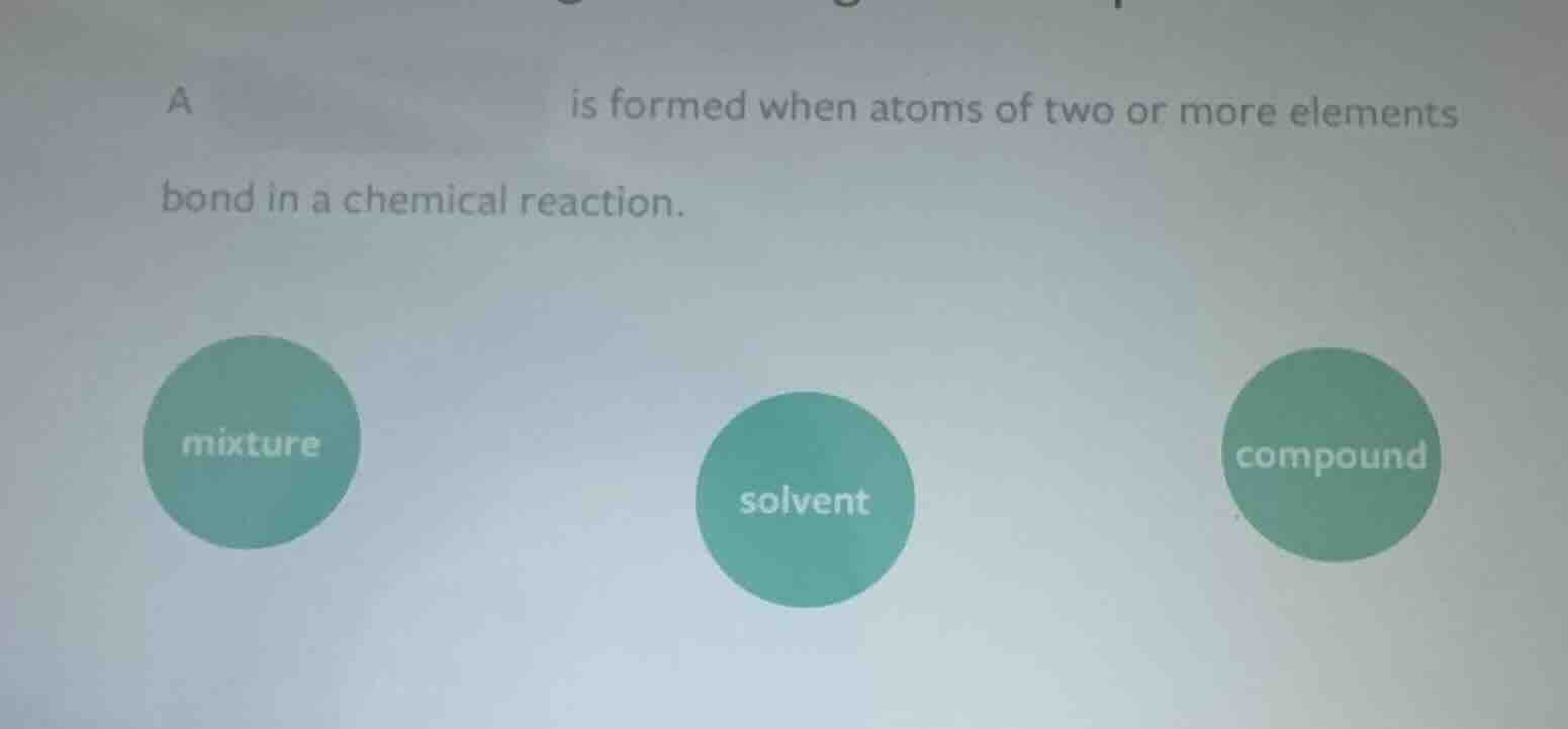 a is formed when atoms of two or more elements bond in a chemical react…