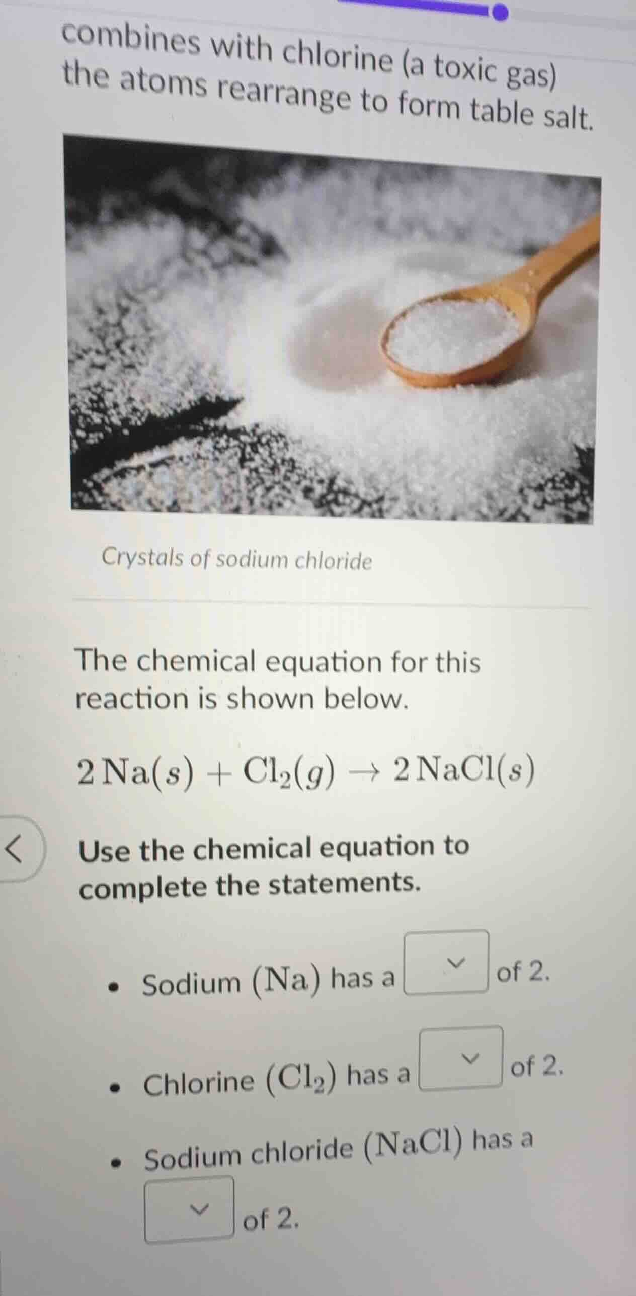 combines with chlorine (a toxic gas) the atoms rearrange to form table …