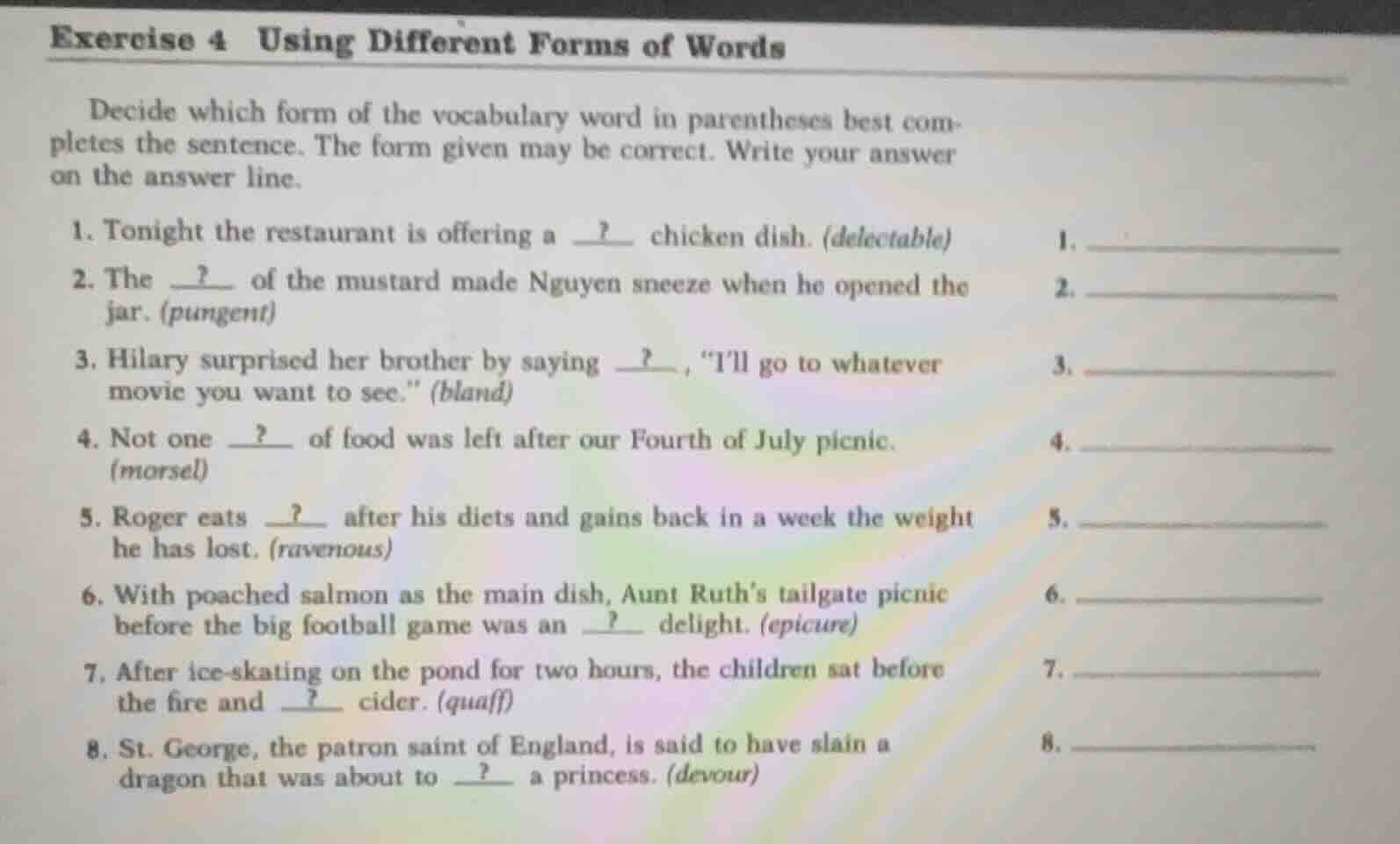 exercise 4 using different forms of words decide which form of the voca…