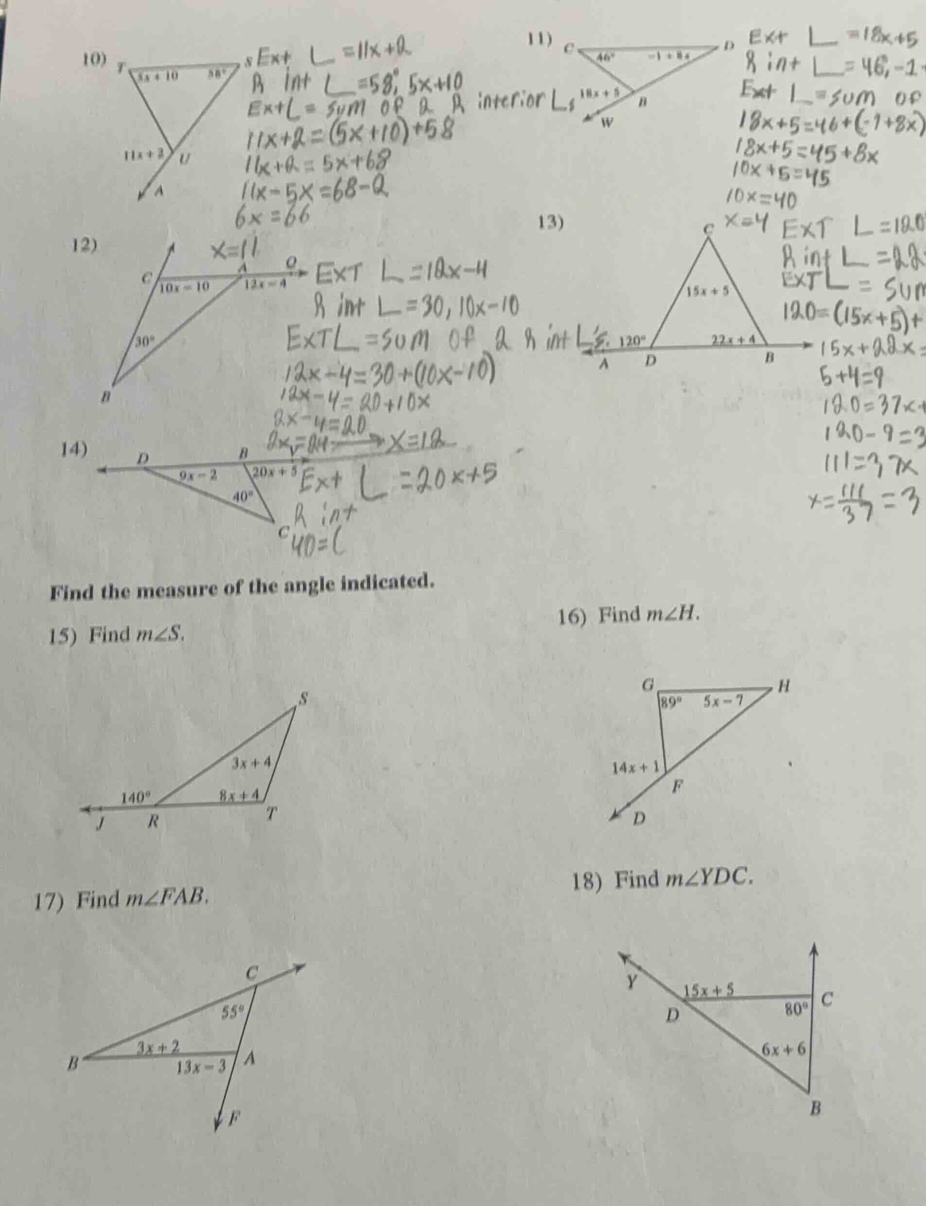 find the measure of the angle indicated. 15) find ( mangle s ). 16) fin…