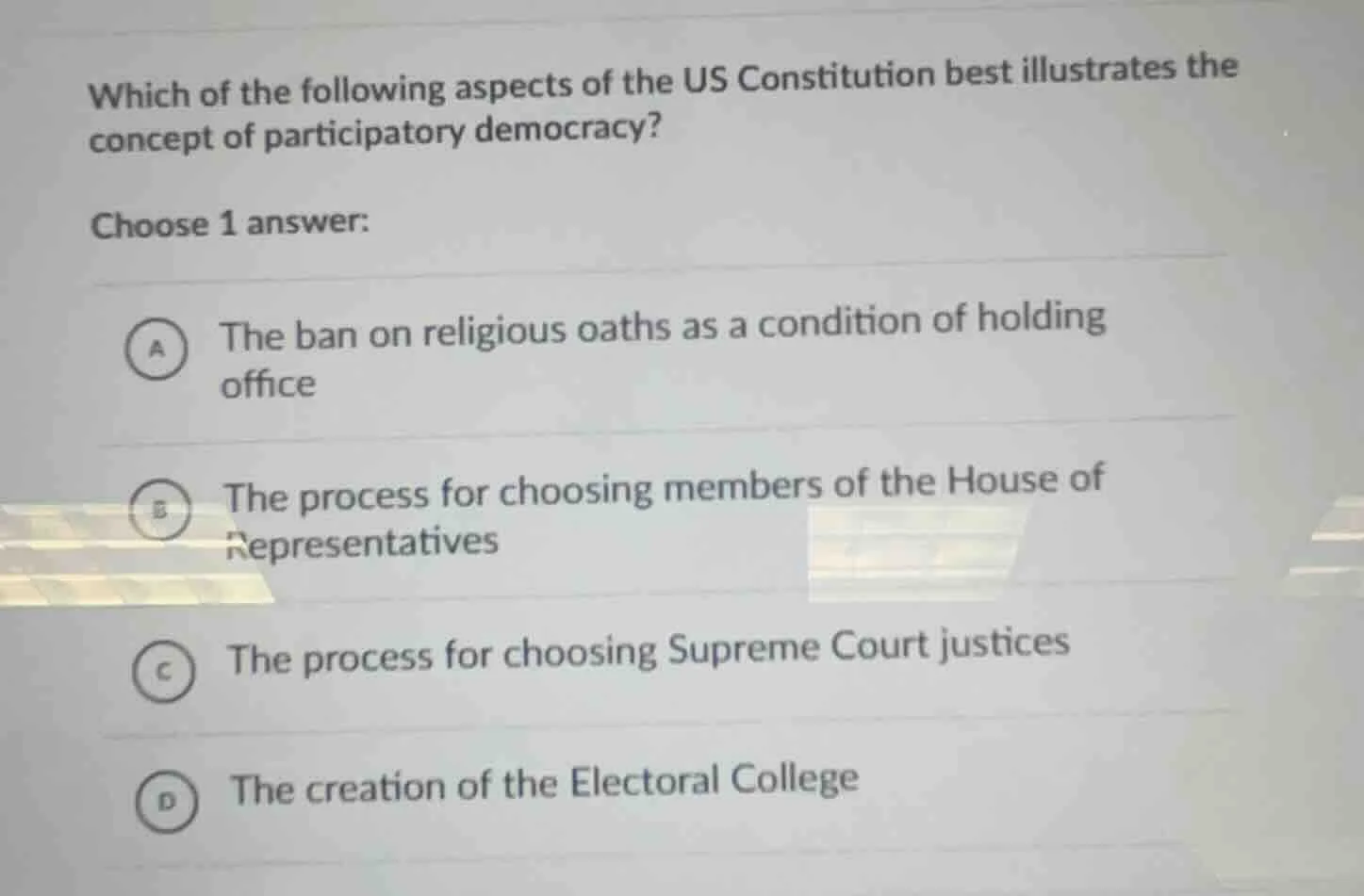 which of the following aspects of the us constitution best illustrates …