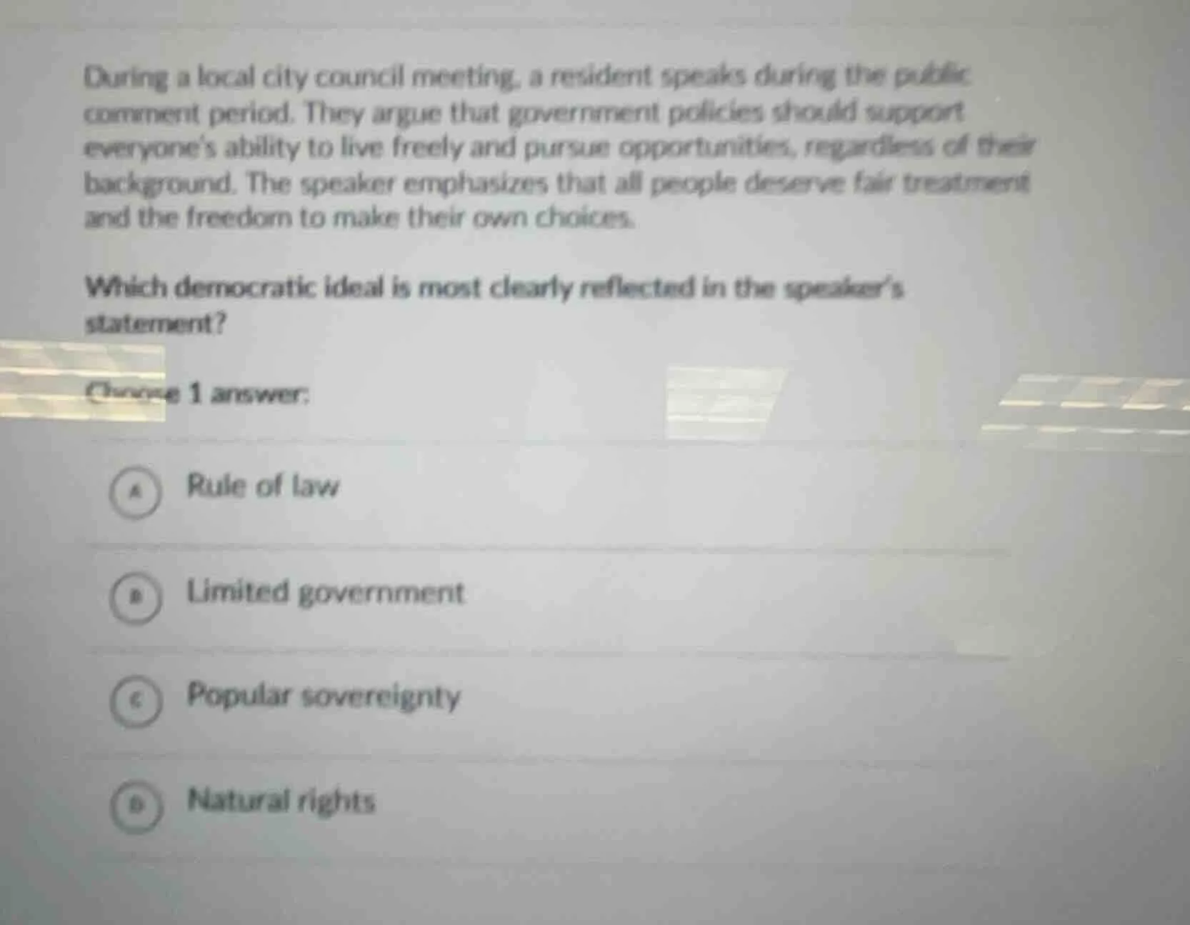 during a local city council meeting, a resident speaks during the publi…