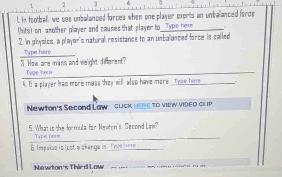 1. in football we see unbalanced forces when one player exerts an unbal…