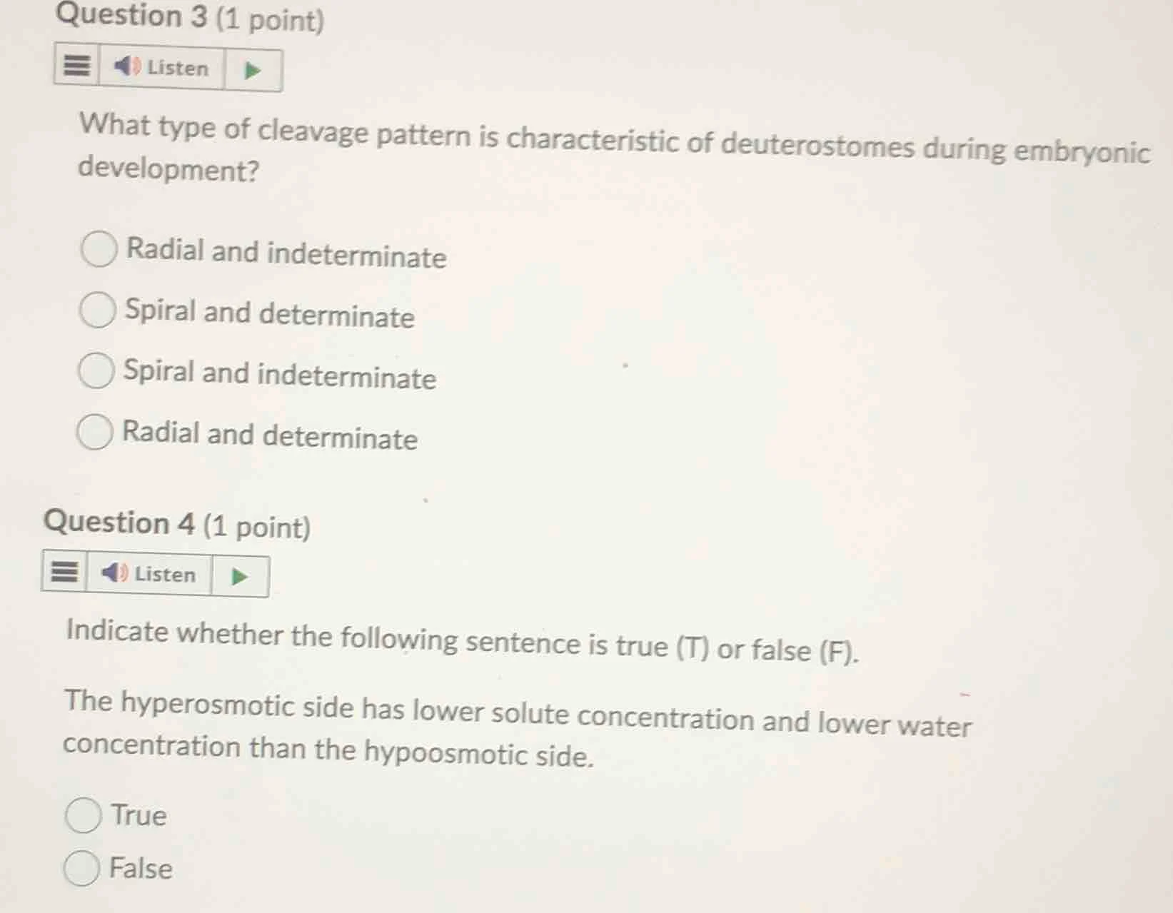 question 3 (1 point) what type of cleavage pattern is characteristic of…