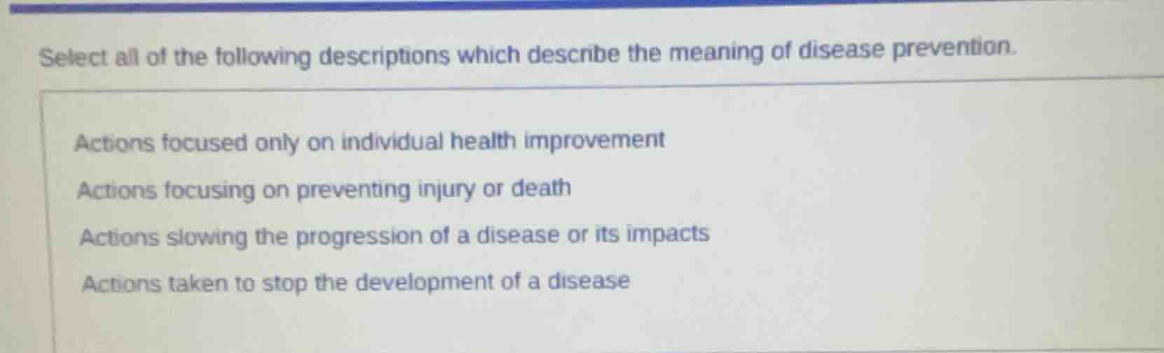 select all of the following descriptions which describe the meaning of …