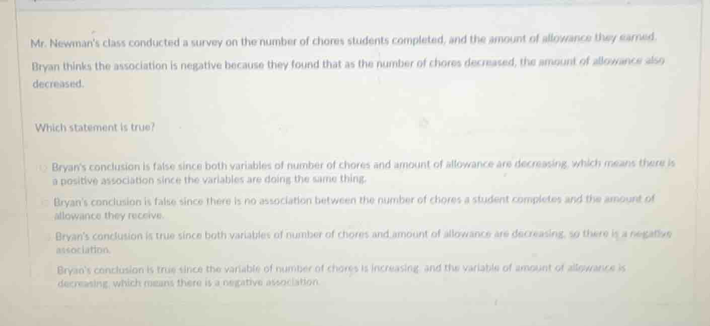 mr. newmans class conducted a survey on the number of chores students c…