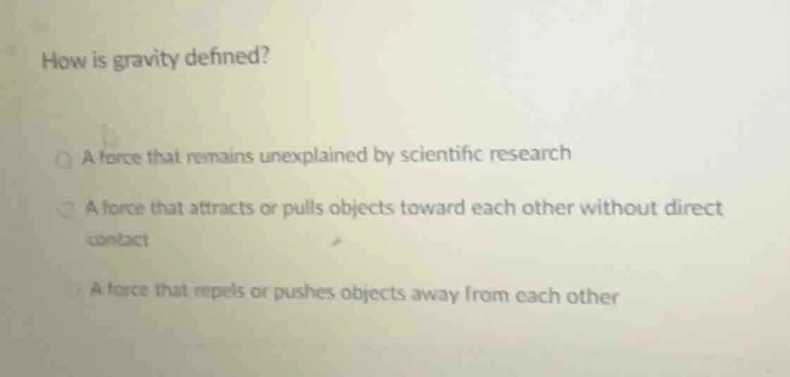 how is gravity defined? a force that remains unexplained by scientific …