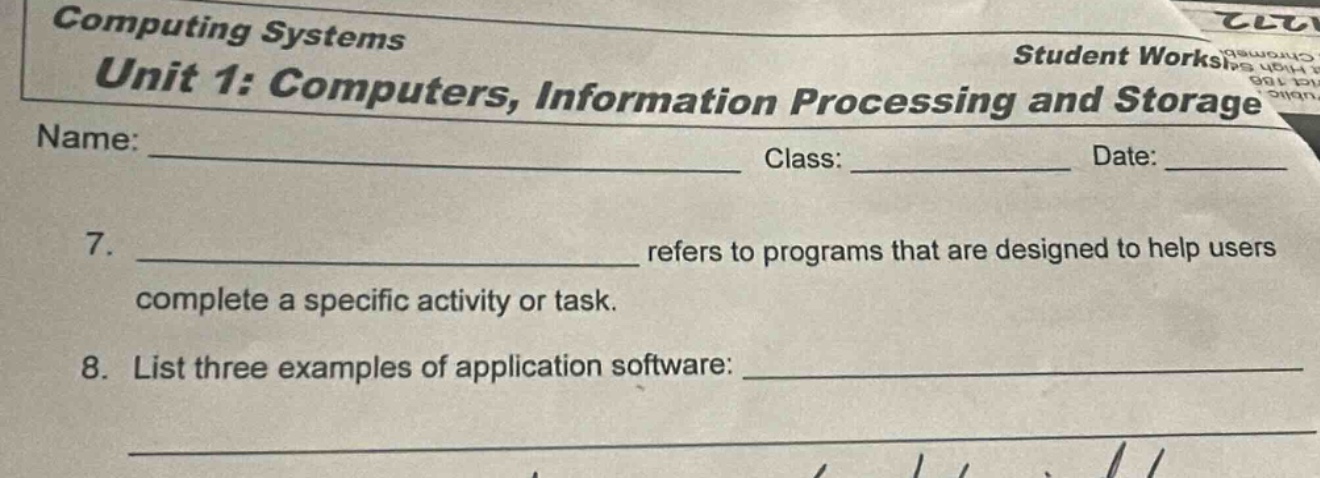 computing systems unit 1: computers, information processing and storage…
