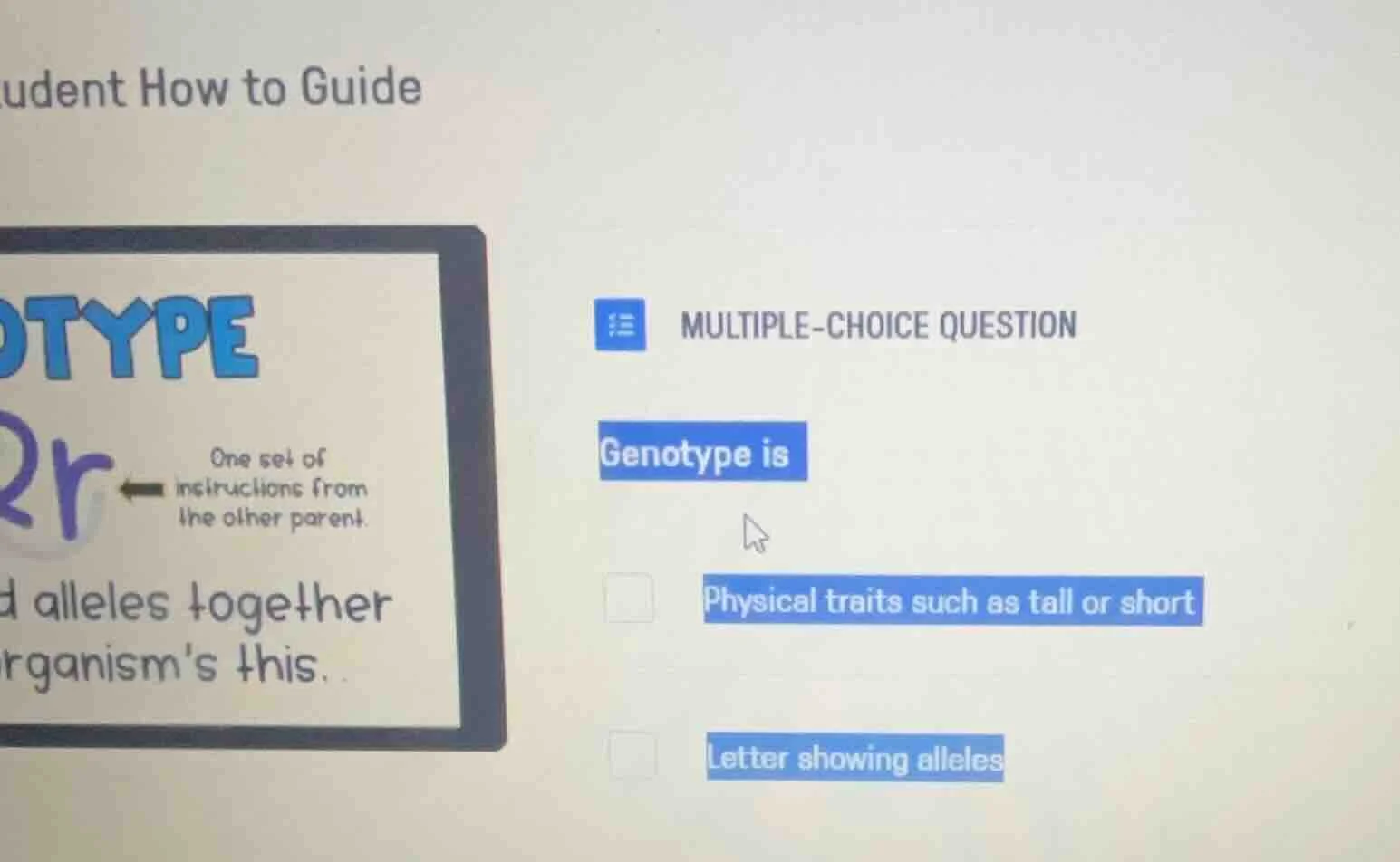 multiple-choice question genotype is physical traits such as tall or sh…