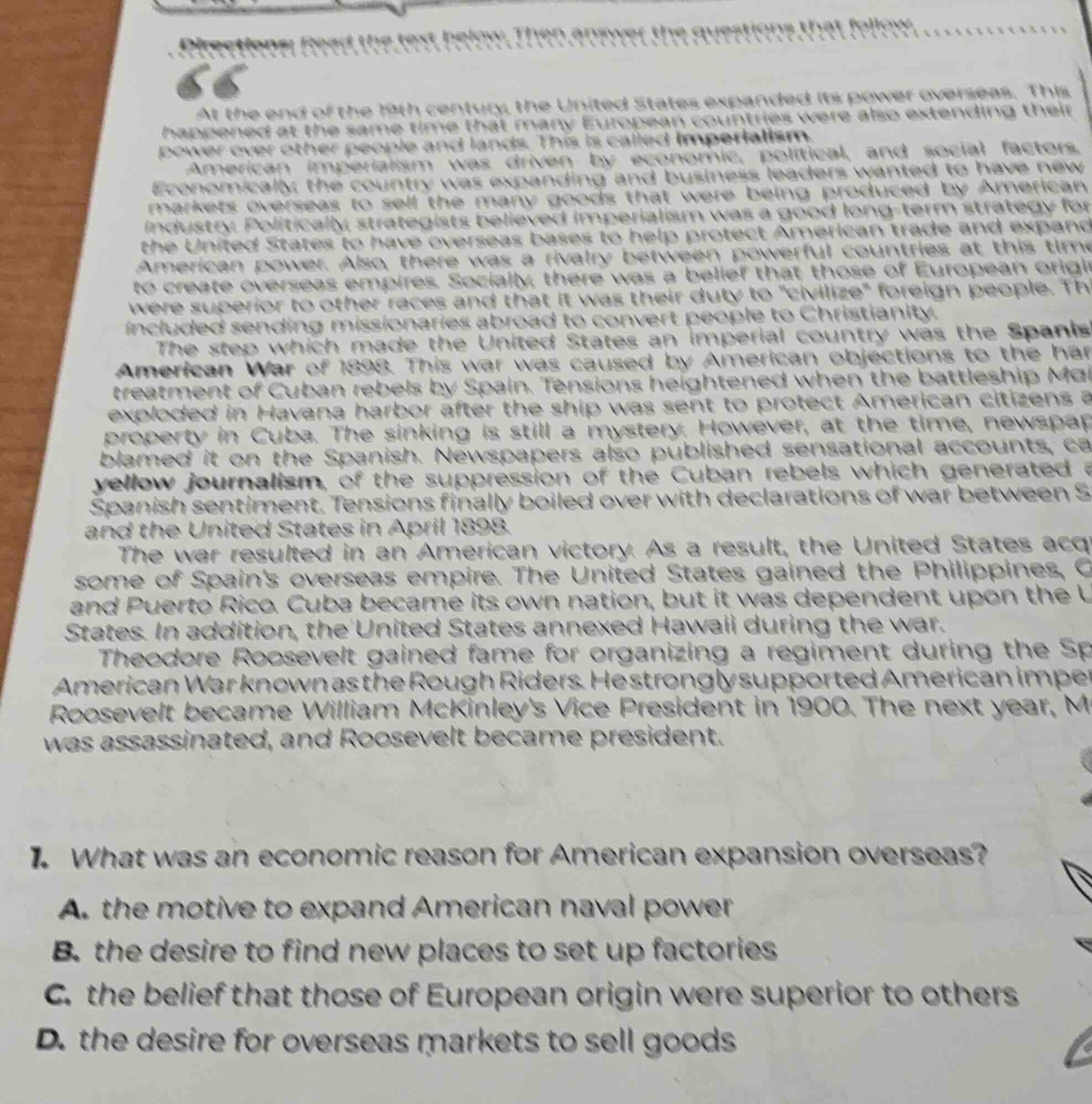 directions: read the text below. then answer the questions that follow.…