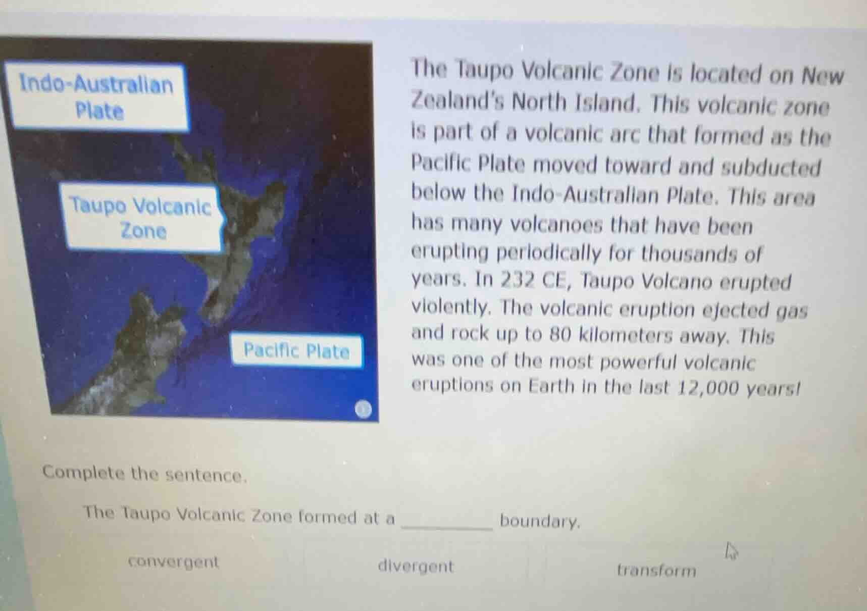 the taupo volcanic zone is located on new zealand’s north island. this …