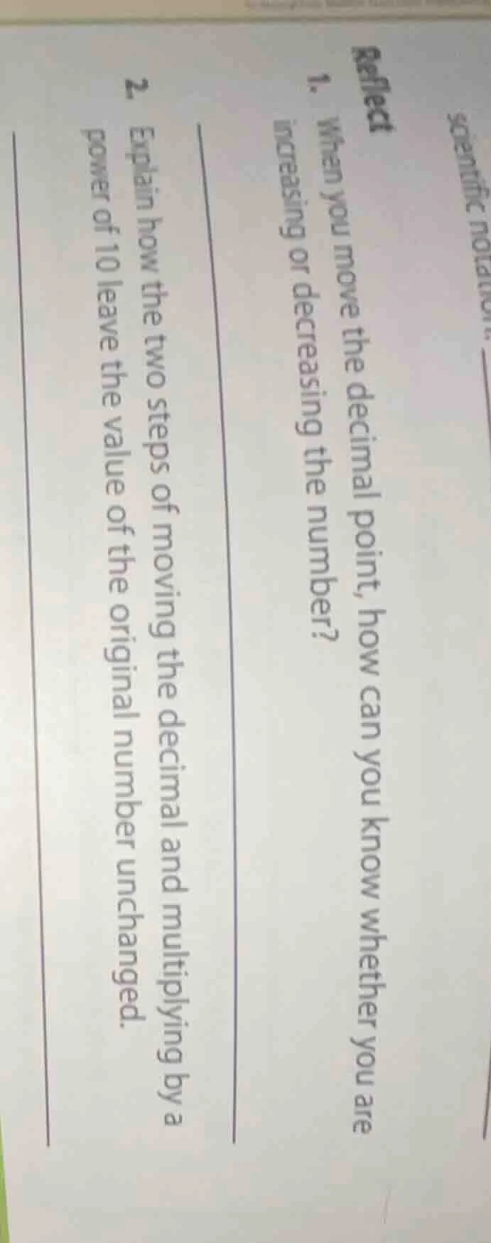 reflect 1. when you move the decimal point, how can you know whether yo…