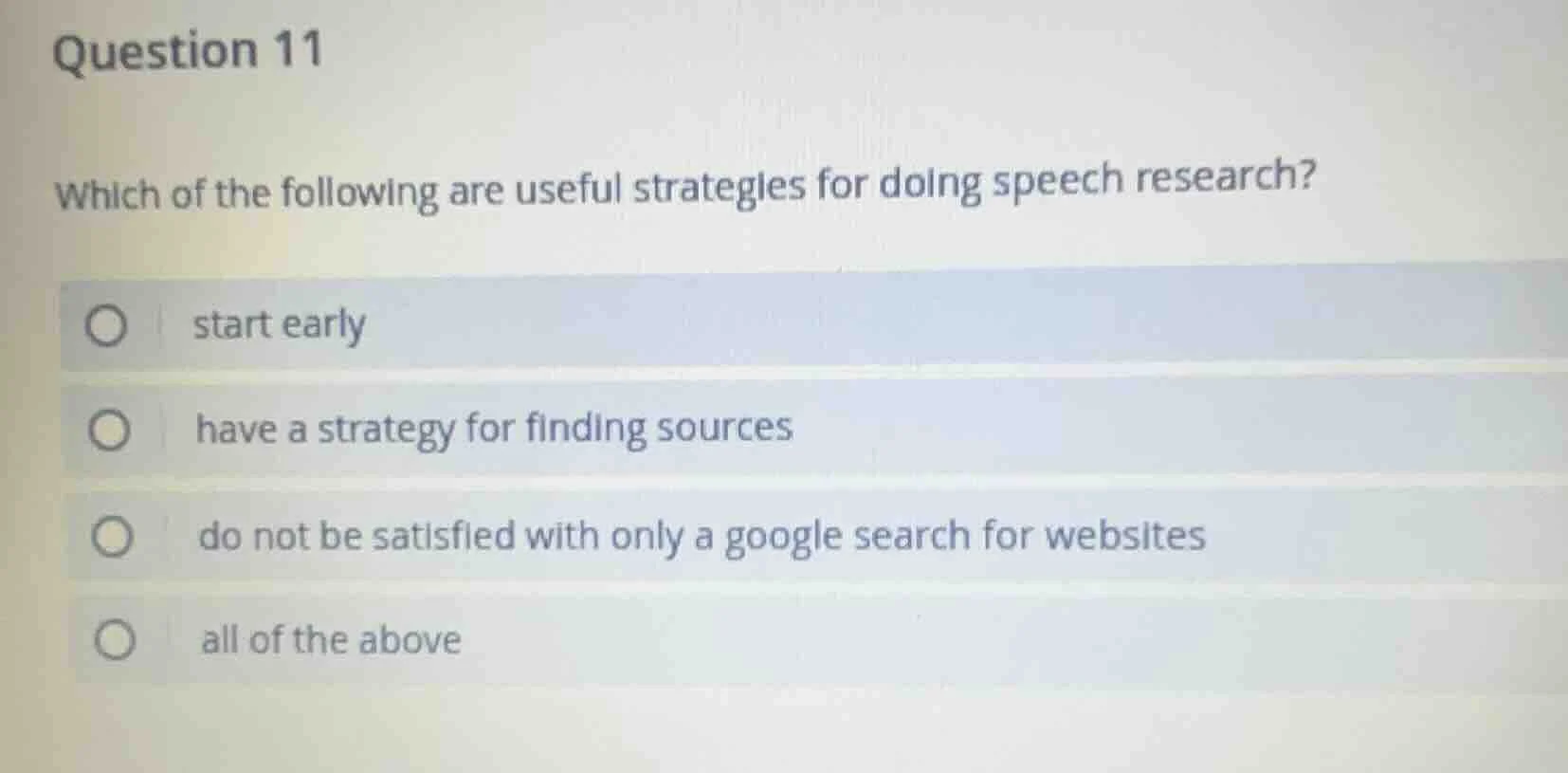 question 11 which of the following are useful strategies for doing spee…
