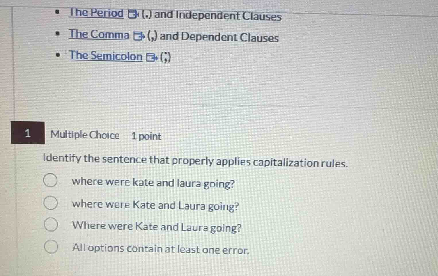- the period (.) and independent clauses - the comma (,) and dependent …