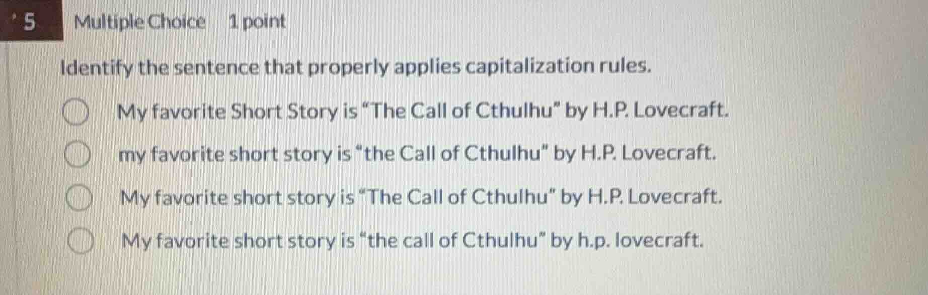 5 multiple choice 1 point identify the sentence that properly applies c…