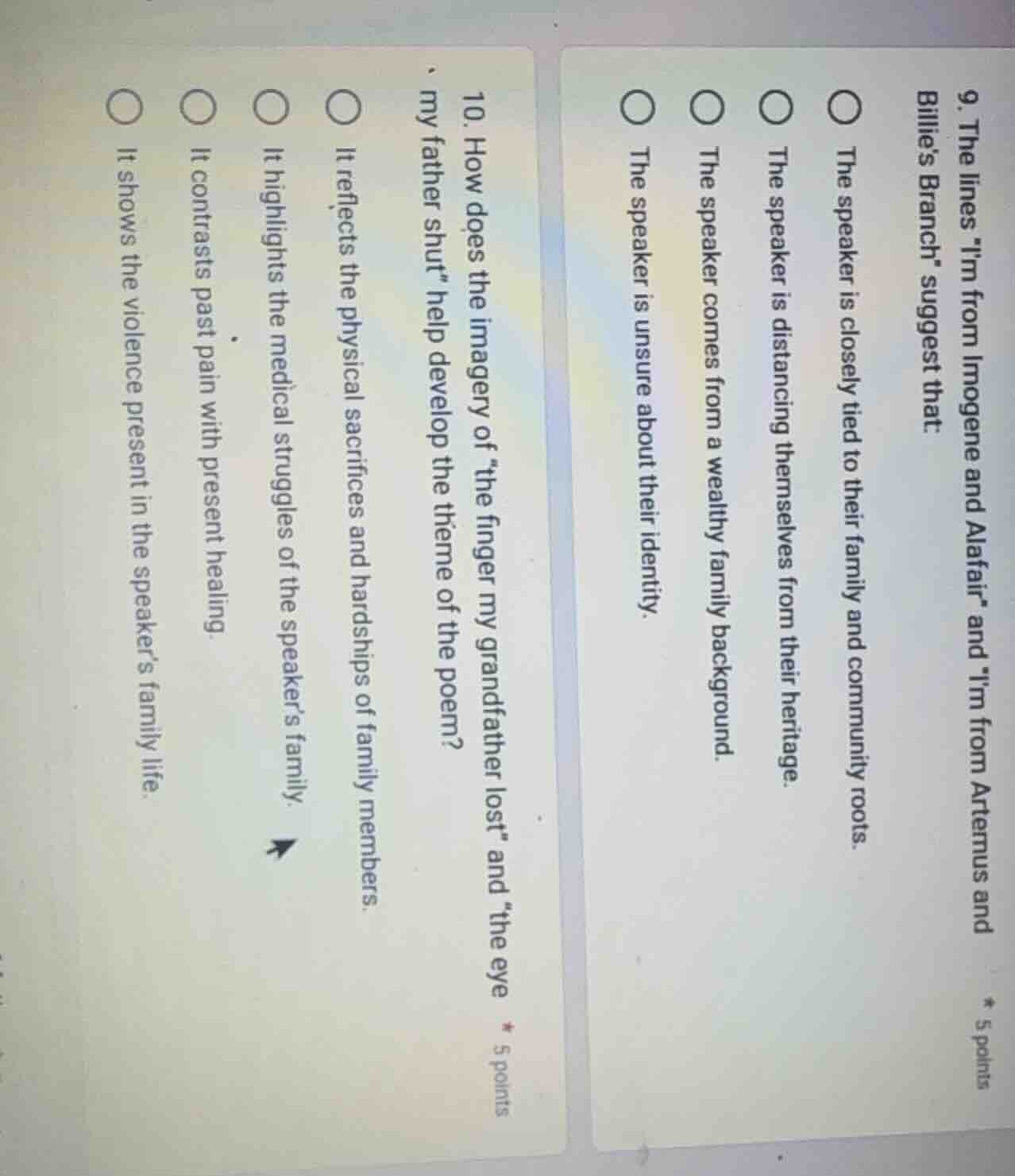 9. the lines \im from imogene and alafair\ and \im from artemus and bil…
