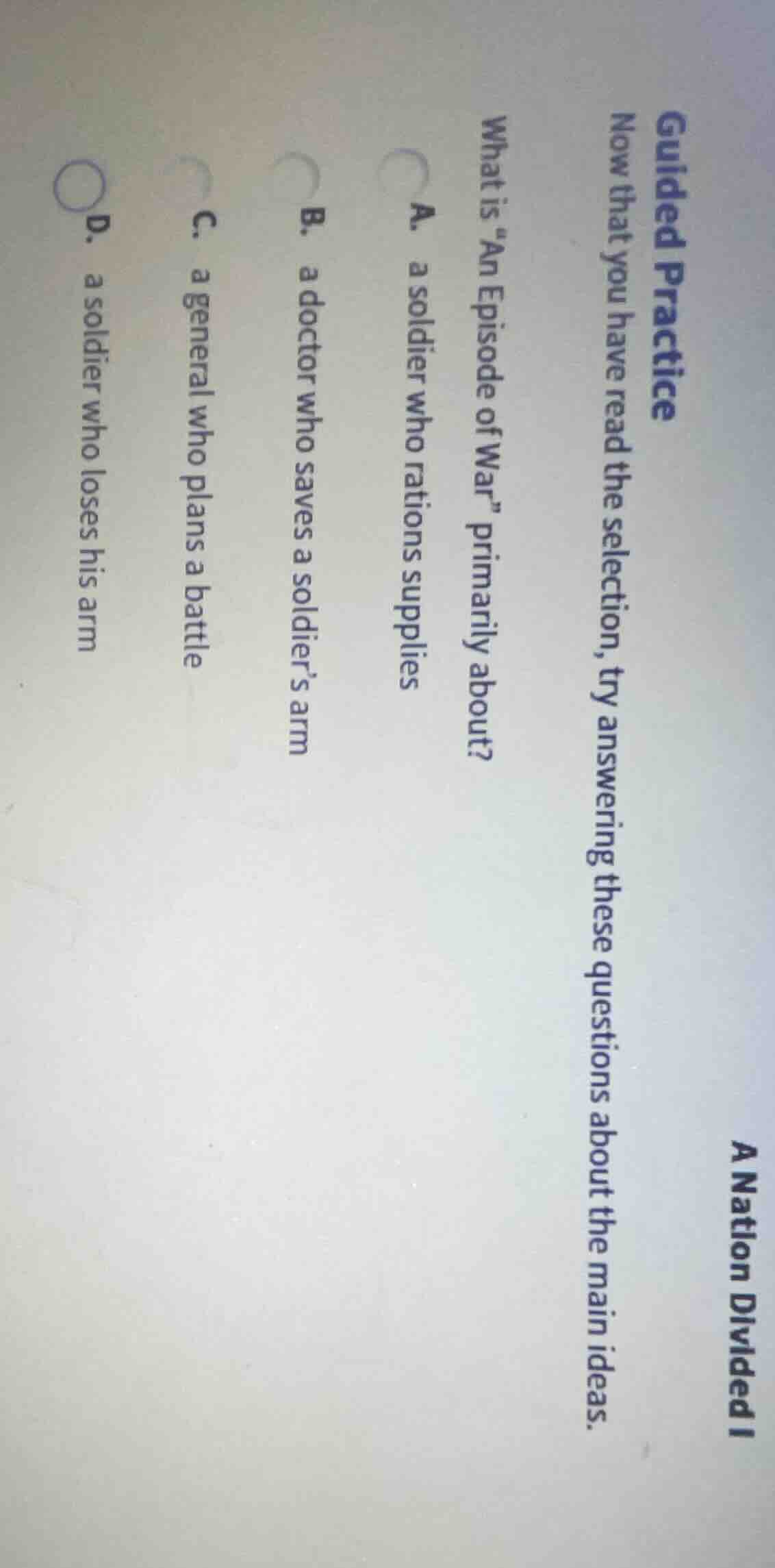guided practice now that you have read the selection, try answering the…