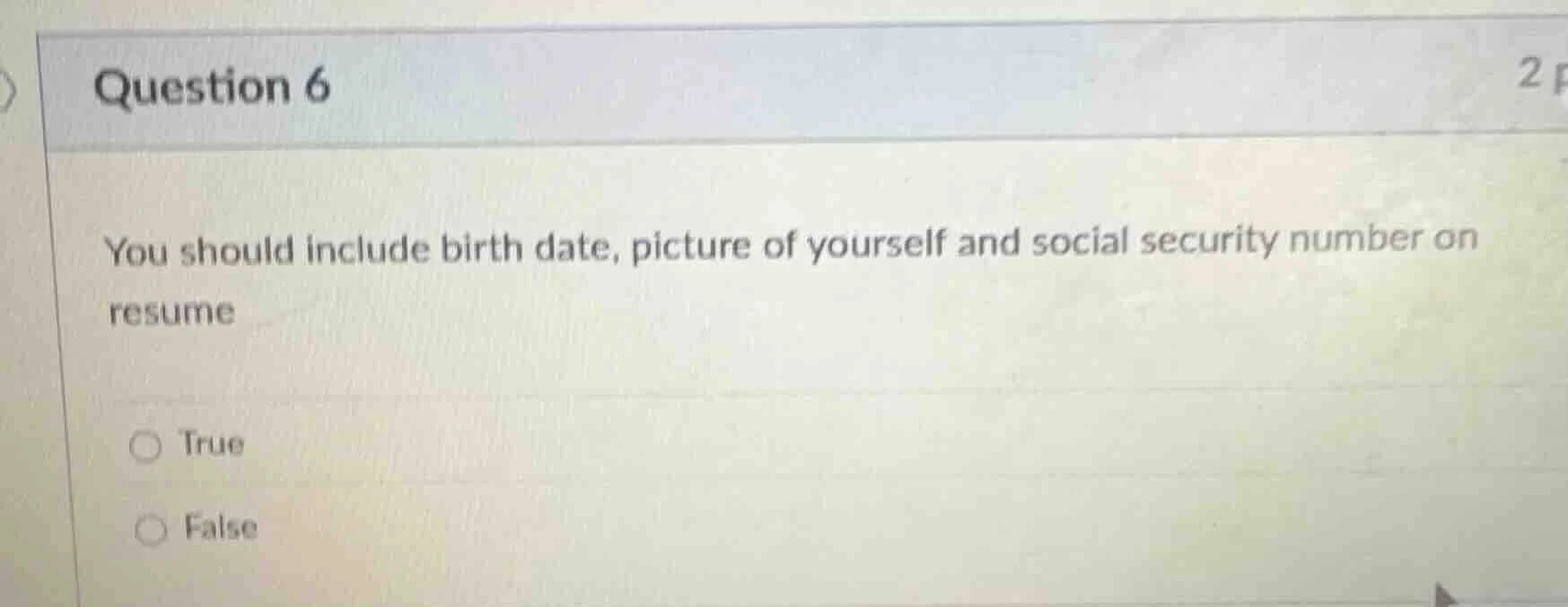 question 6 you should include birth date, picture of yourself and socia…