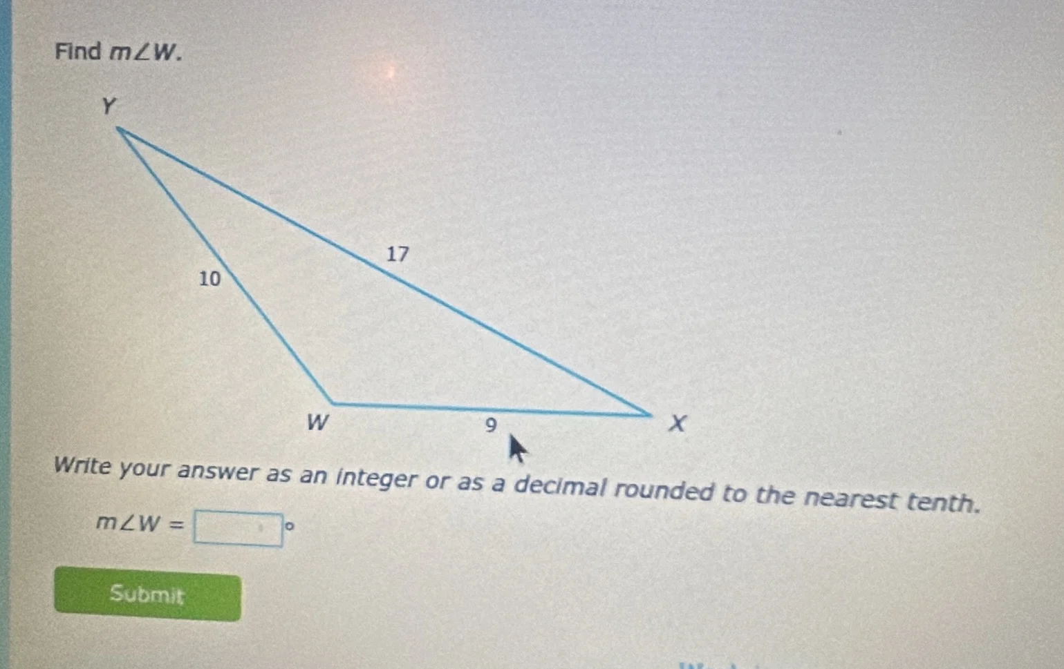 find ( mangle w ). write your answer as an integer or as a decimal roun…
