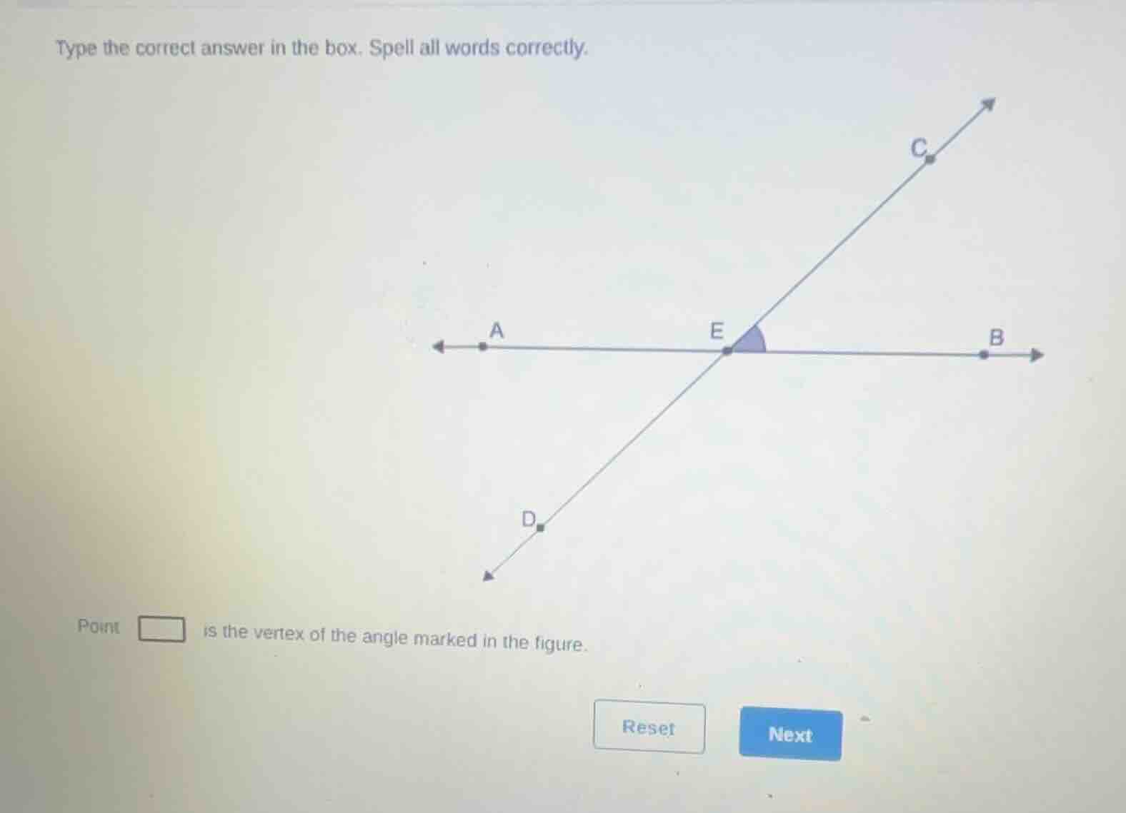 type the correct answer in the box. spell all words correctly. point is…