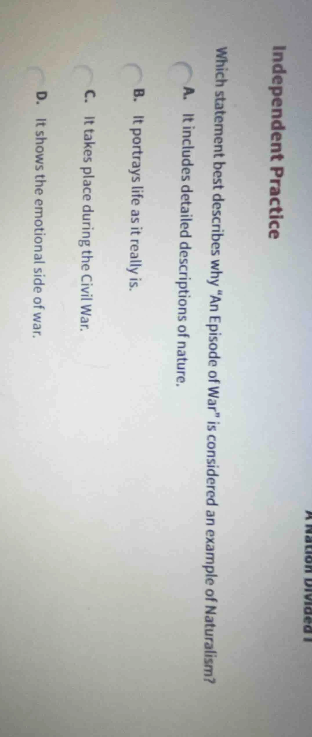 independent practice which statement best describes why “an episode of …