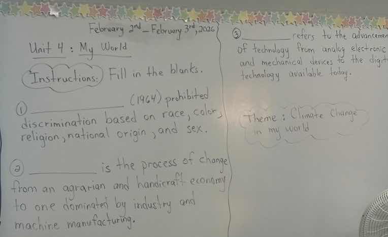 february 2nd - february 3rd, 2025 unit 4 : my world instructions: fill …