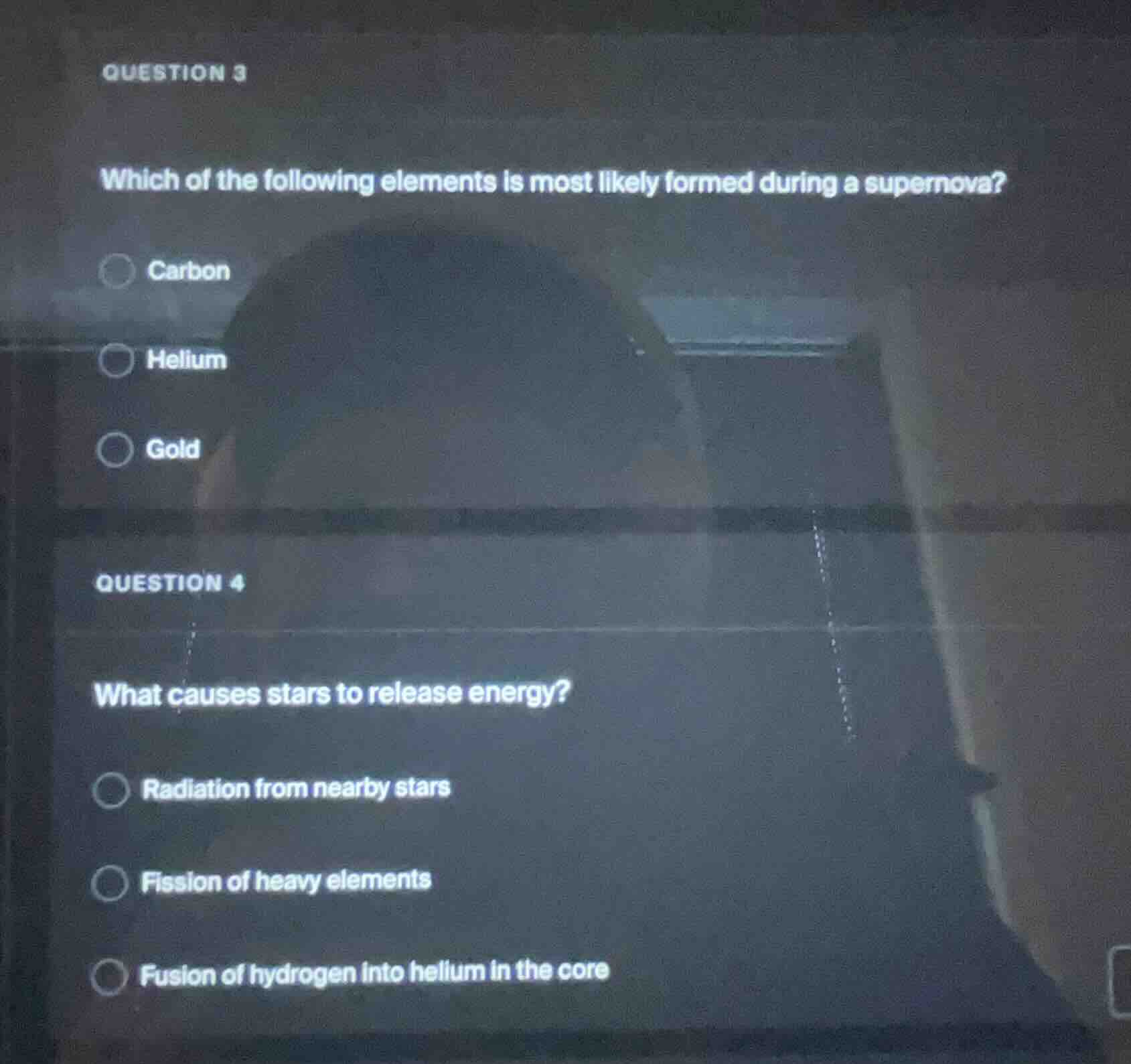 question 3 which of the following elements is most likely formed during…