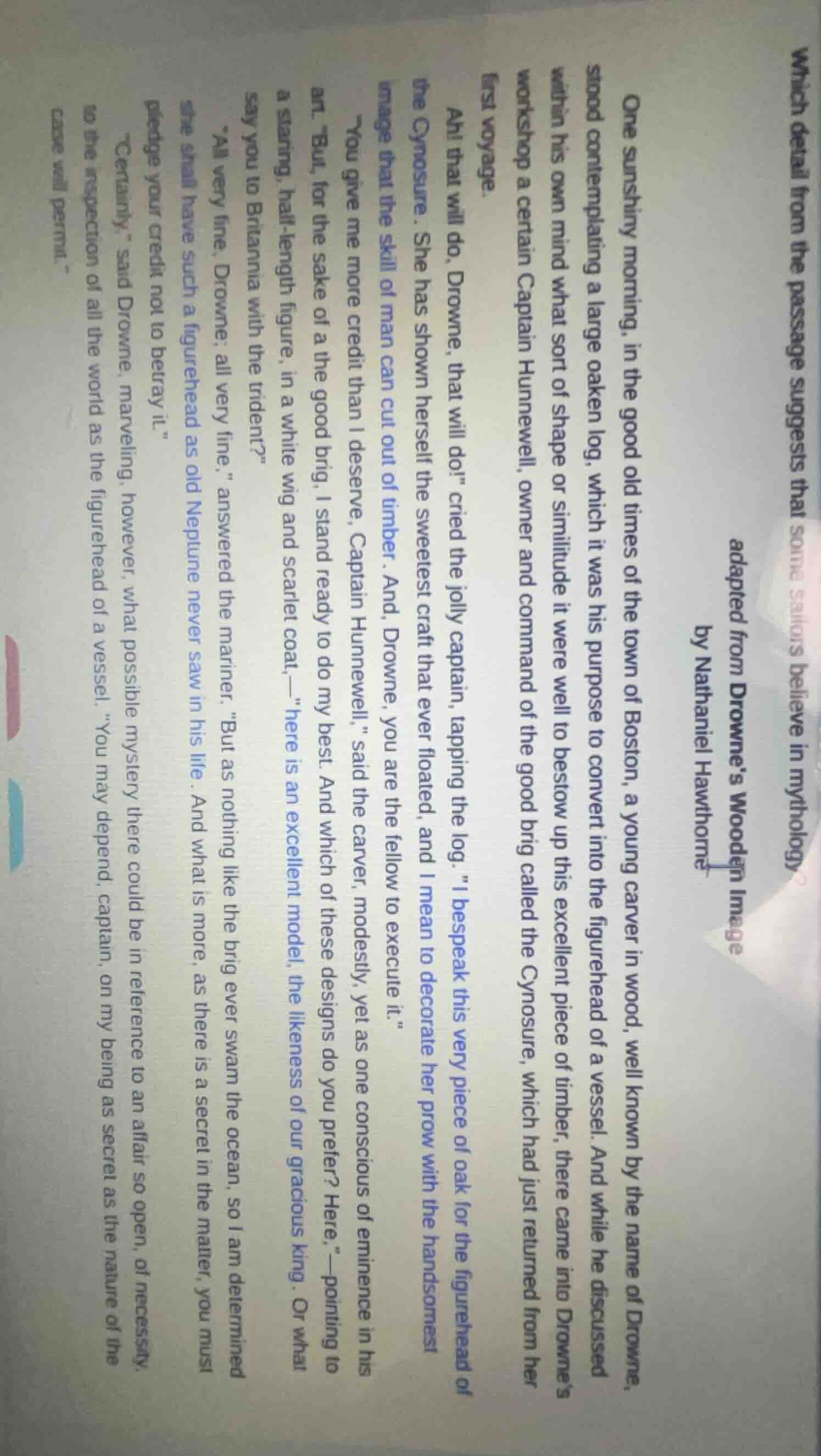 which detail from the passage suggests that some sailors believe in myt…