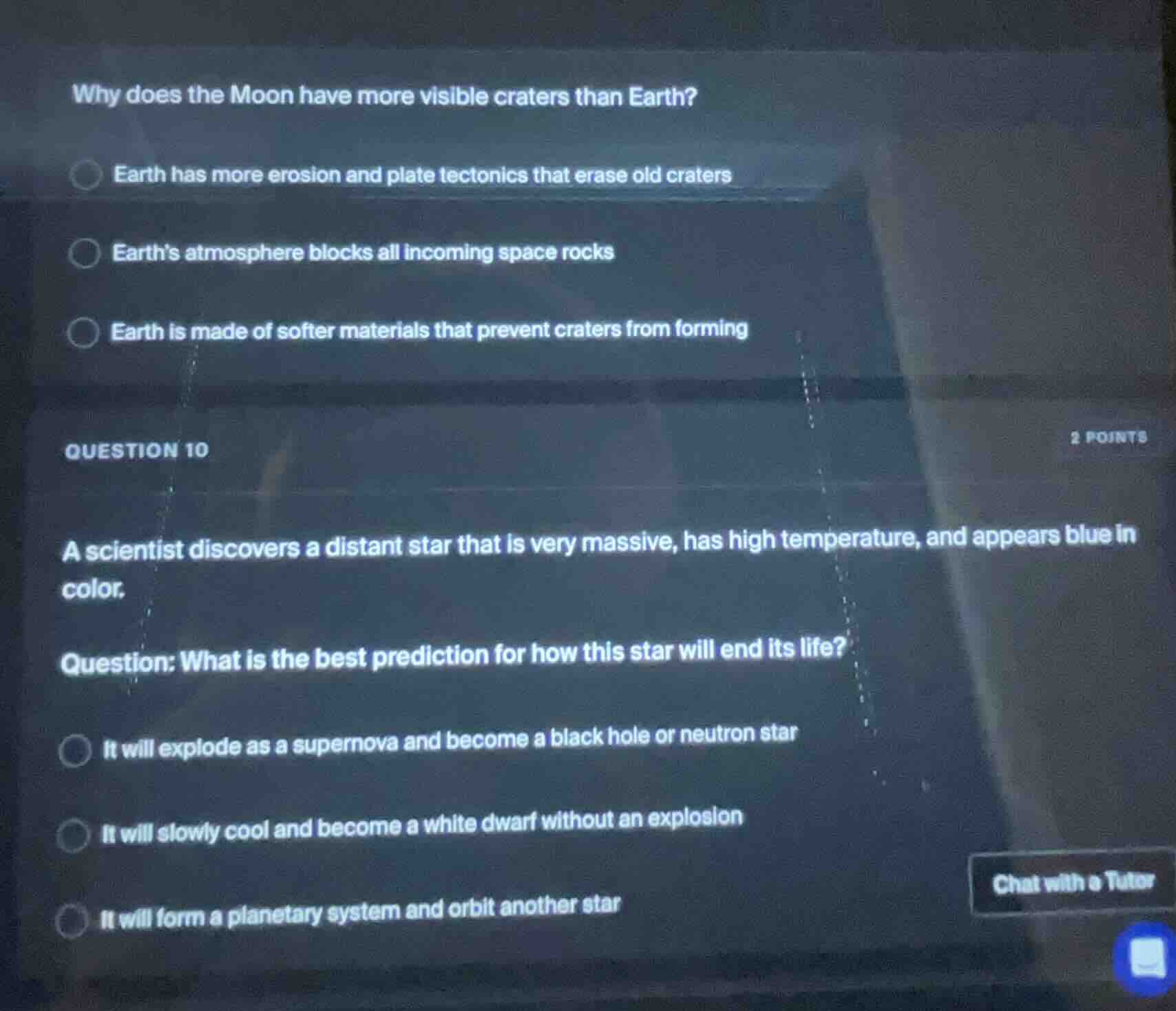 why does the moon have more visible craters than earth? \ earth has mor…